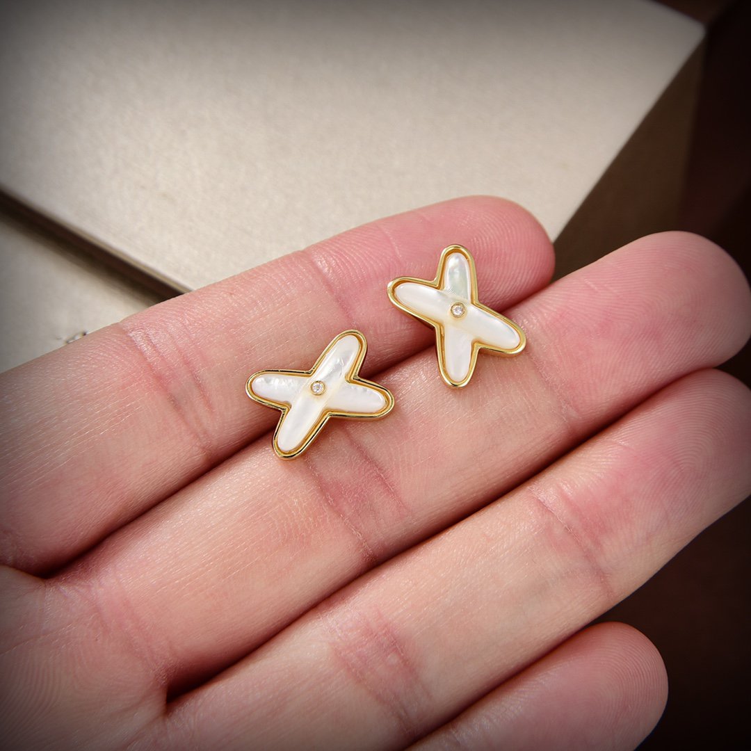 ¡®Glow Jewelry¡¯JEUX DE WHITE MOP GOLD DIAMOND EARRINGS