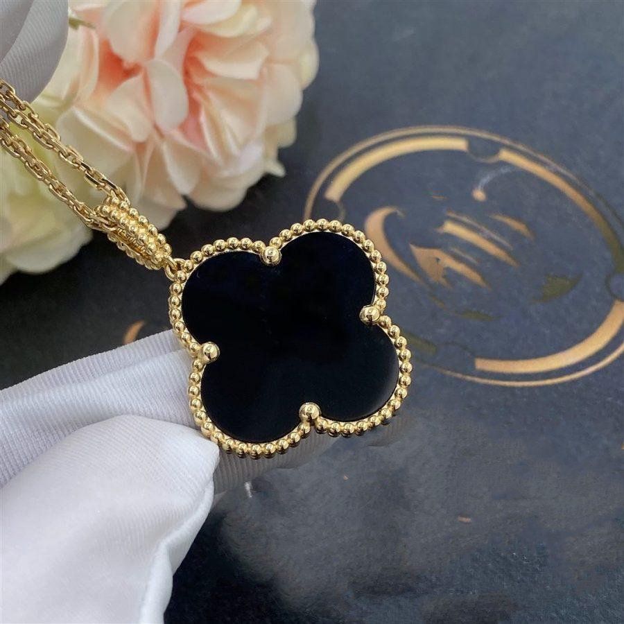 ¡®Glow Jewelry¡¯CLOVER 25MM GOLD ONYX BIG CLOVER NECKLACE
