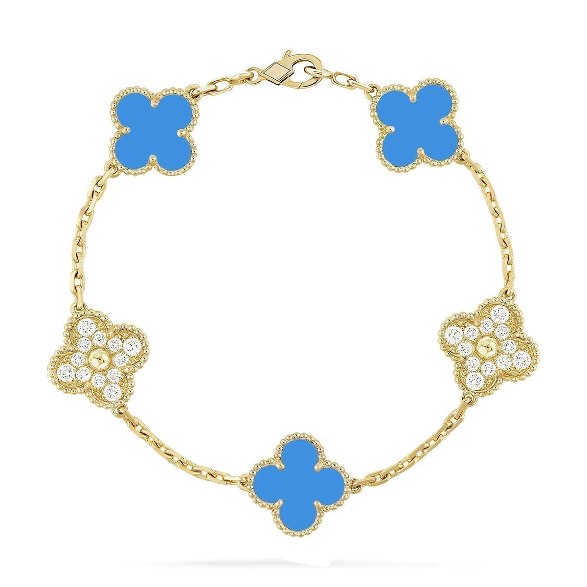 [Glow Jewelry]New CLOVER 5 MOTIF BLUE AGATE BRACELET COLLECTION