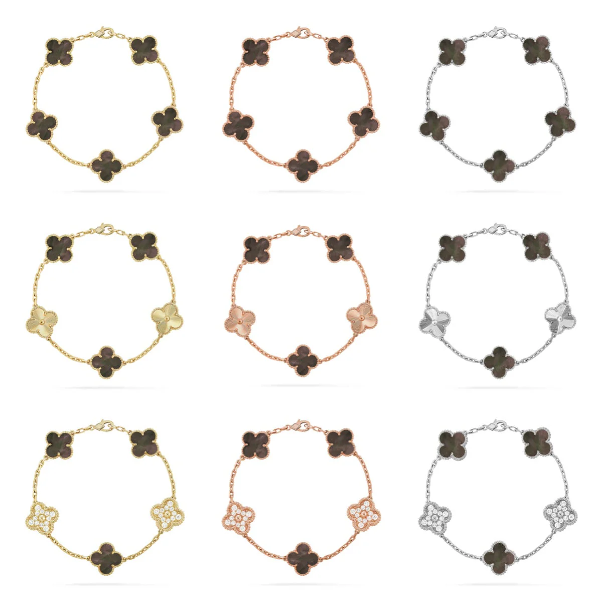 [Glow Jewelry] CLOVER 5 MOTIF GRAY MOP BRACELET COLLECTION