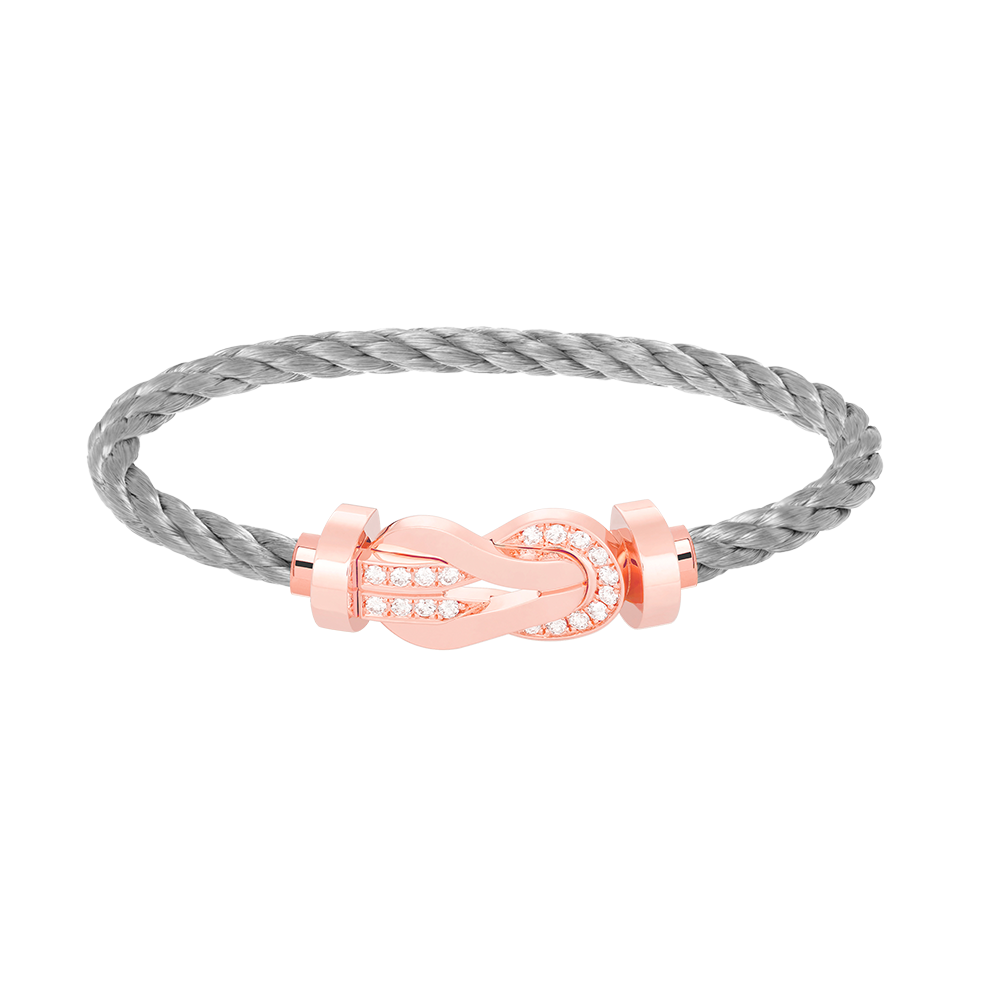 [Glow Jewelry]CHANCE LARGE 8 FIGURE BUCKLE HALF DIAMOND BRACELET ROSE GOLD