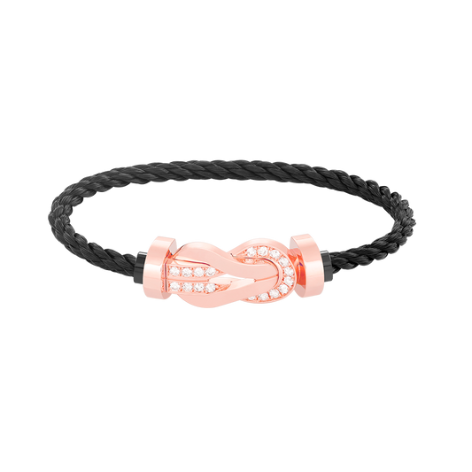 [Glow Jewelry]CHANCE LARGE 8 FIGURE BUCKLE HALF DIAMOND BRACELET ROSE GOLD