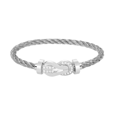 [Glow Jewelry]CHANCE LARGE 8 FIGURE BUCKLE HALF DIAMOND BRACELET SILVER