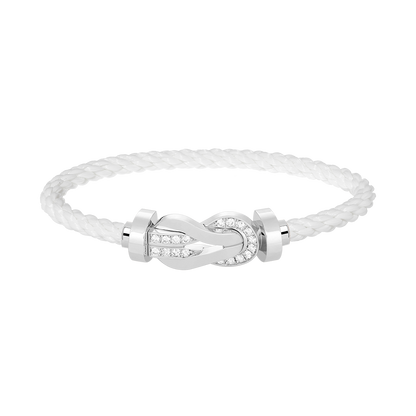 [Glow Jewelry]CHANCE LARGE 8 FIGURE BUCKLE HALF DIAMOND BRACELET SILVER