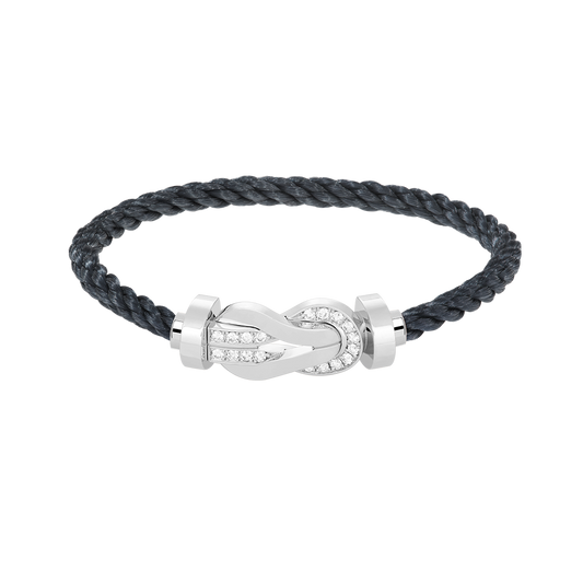 [Glow Jewelry]CHANCE LARGE 8 FIGURE BUCKLE HALF DIAMOND BRACELET SILVER