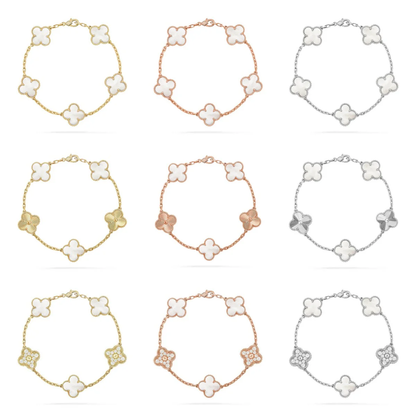 [Glow Jewelry]CLOVER WHITE PEARL MOP 5 MOTIF BRACELET COLLECTION