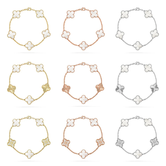 [Glow Jewelry]CLOVER WHITE PEARL MOP 5 MOTIF BRACELET COLLECTION