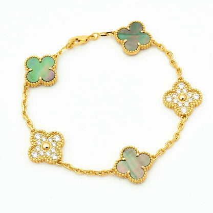 [Glow Jewelry]New CLOVER 5 MOTIF GRAY MOP BRACELET COLLECTION