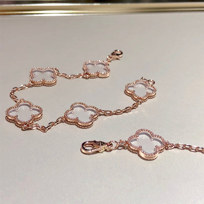 [Glow Jewelry]New CLOVER 5 MOTIF ROCK CRYSTAL BRACELET