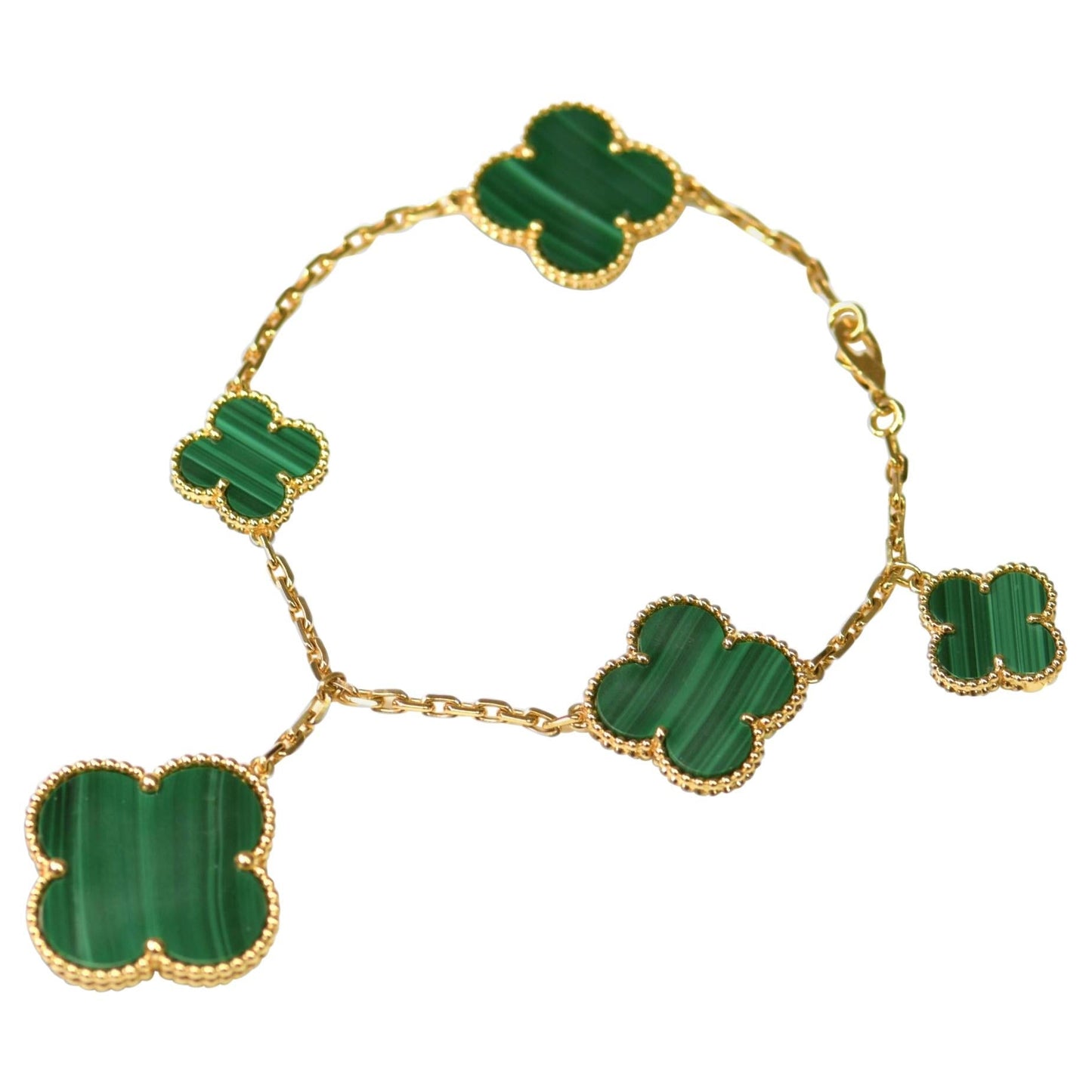 [Glow Jewelry]MAGIC CLOVER MALACHITE GOLD BRACELET 5 MOTIFS