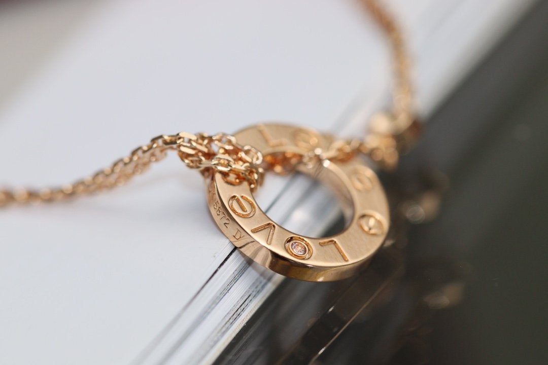 [Glow Jewelry]LOVE NECKLACE ADJUSTABLE ROSE GOLD 2 DIAMOND