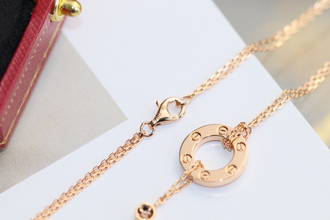 [Glow Jewelry]LOVE NECKLACE ADJUSTABLE ROSE GOLD 2 DIAMOND