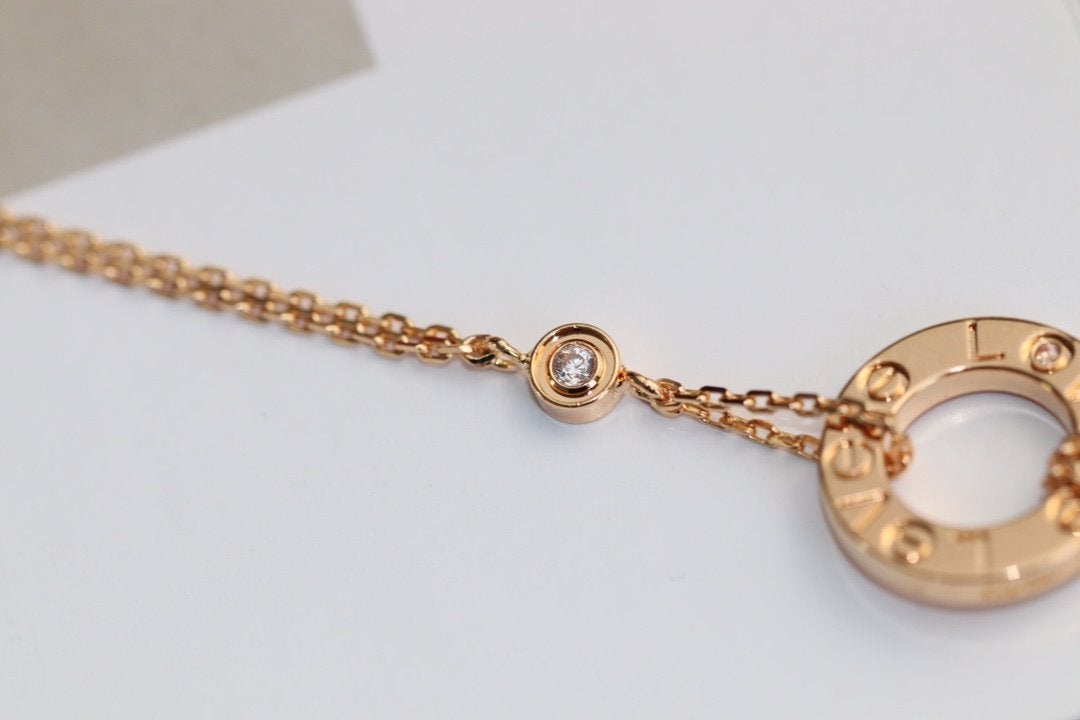 [Glow Jewelry]LOVE NECKLACE ADJUSTABLE ROSE GOLD 2 DIAMOND