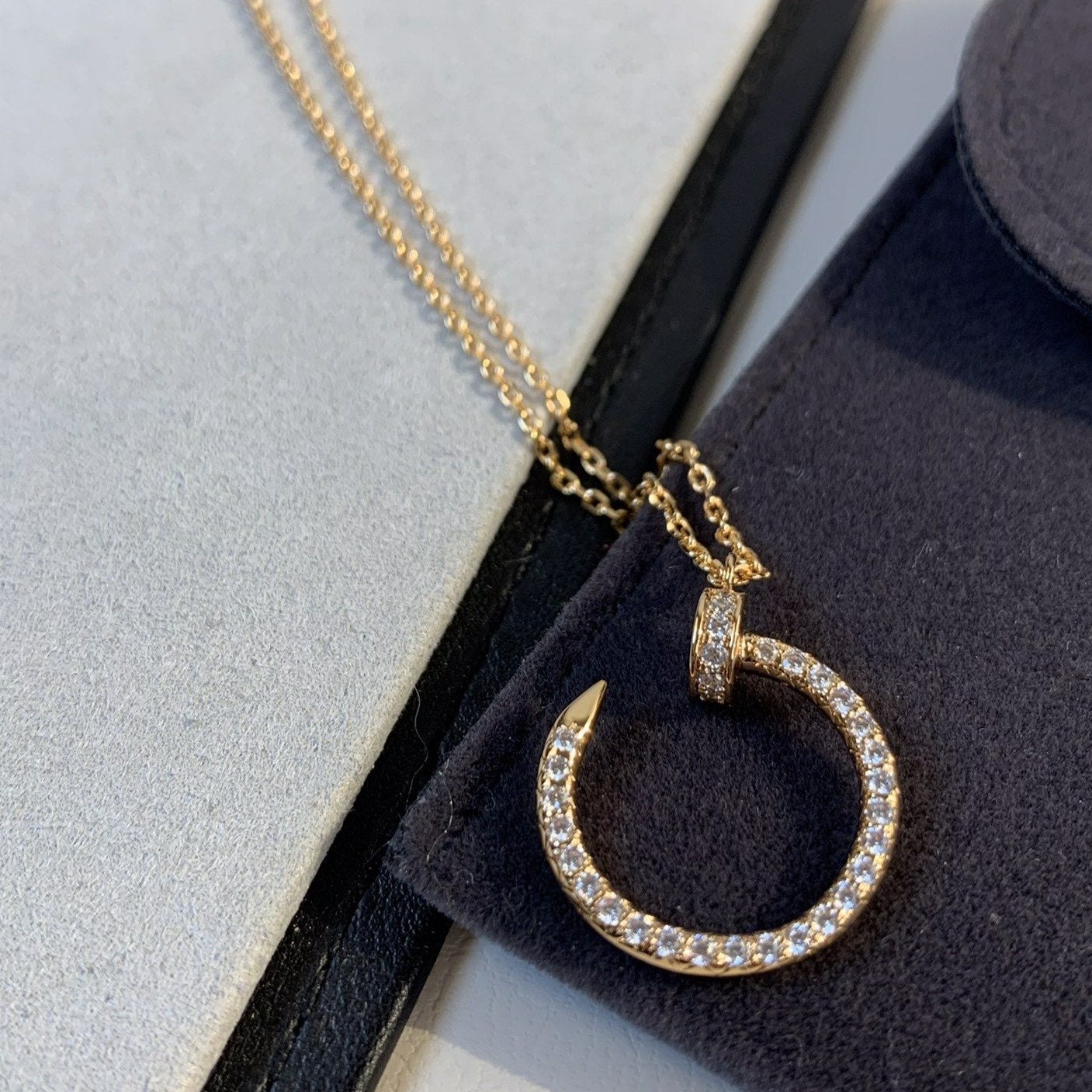 [Glow Jewelry]JUSTE NECKLACE PINK GOLD DIAMONDS