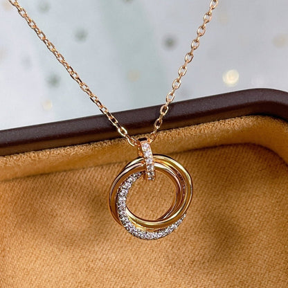 ¡®Glow Jewelry¡¯TRINITY NECKLACE SILVER GOLD PINK GOLD DIAMONDS