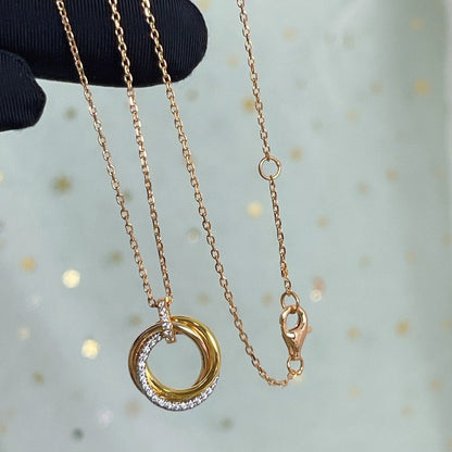 [Glow Jewelry]TRINITY NECKLACE SILVER GOLD PINK GOLD DIAMONDS