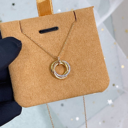 [Glow Jewelry]TRINITY NECKLACE SILVER GOLD PINK GOLD DIAMONDS