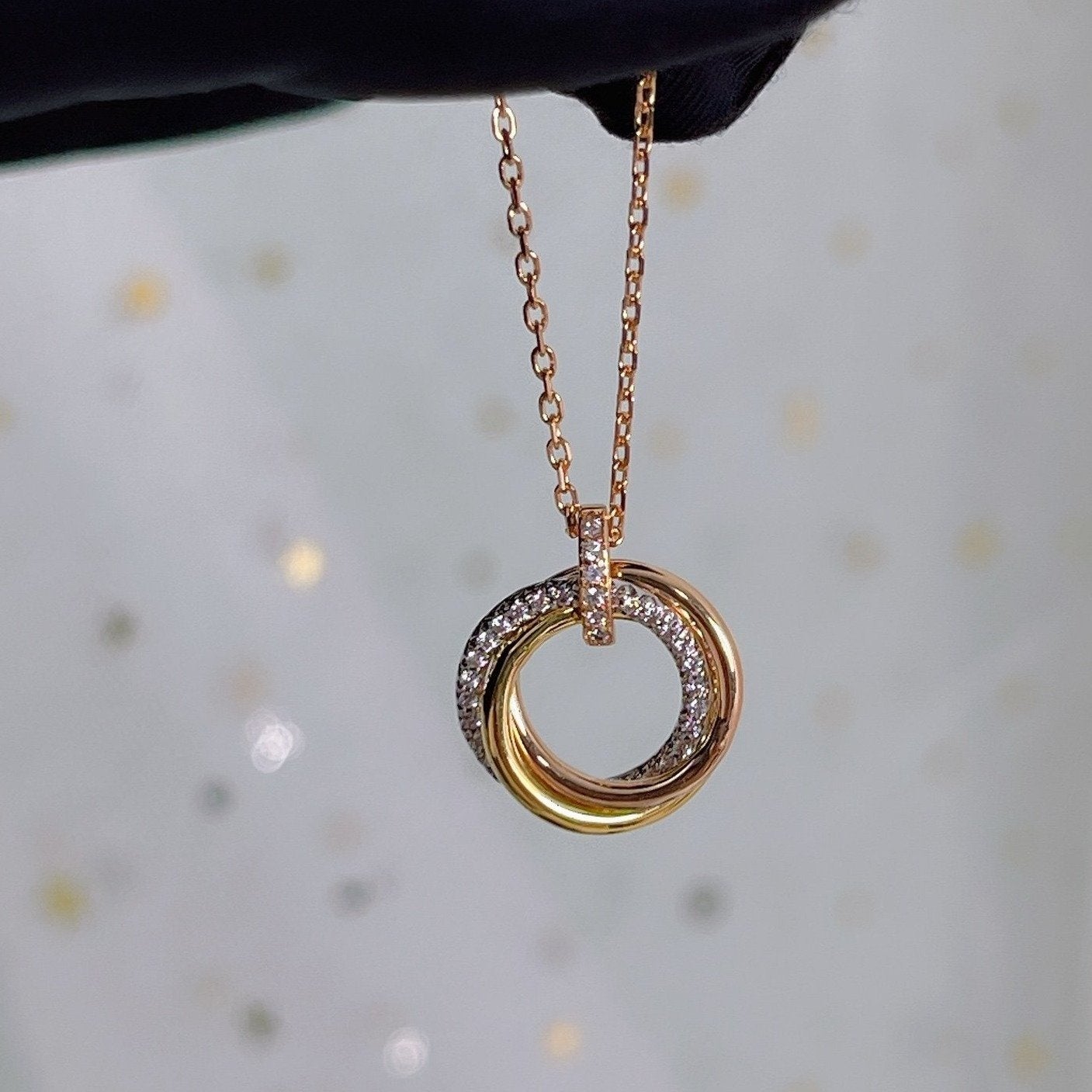 ¡®Glow Jewelry¡¯TRINITY NECKLACE SILVER GOLD PINK GOLD DIAMONDS