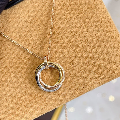 [Glow Jewelry]TRINITY NECKLACE SILVER GOLD PINK GOLD DIAMONDS