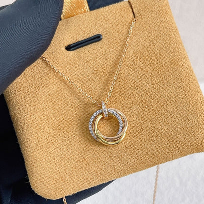 [Glow Jewelry]TRINITY NECKLACE SILVER GOLD PINK GOLD DIAMONDS