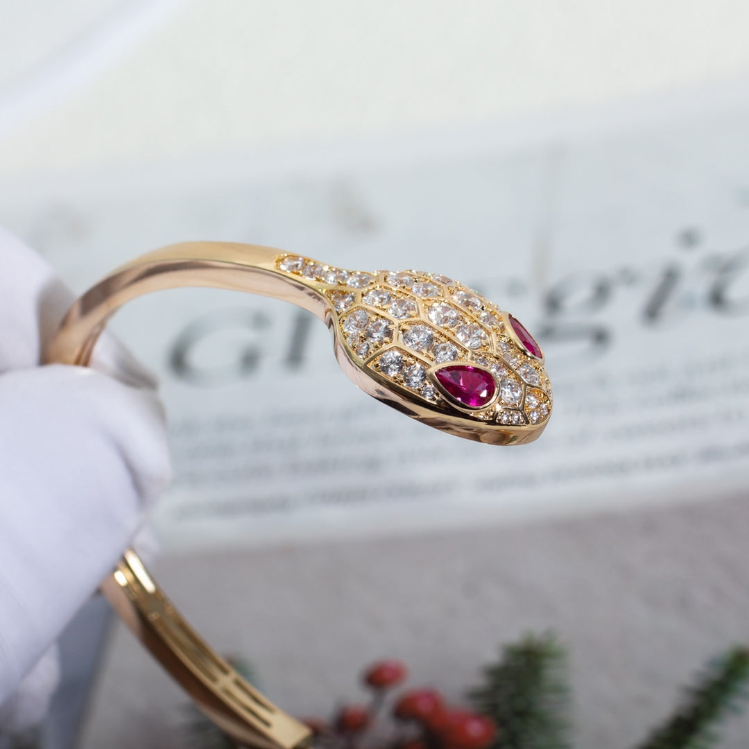 [Glow Jewelry]SERPENTI BRACELET PINK GOLD DIAMOND DOUBLE SNAKE