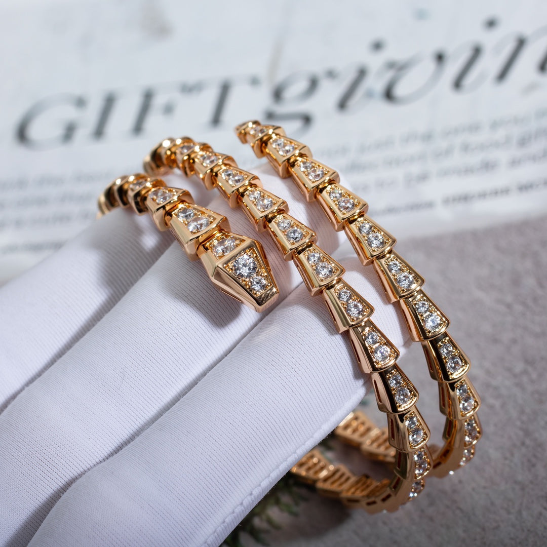 [Glow Jewelry]SERPENTI BRACELET PINK GOLD DIAMOND DOUBLE ROW