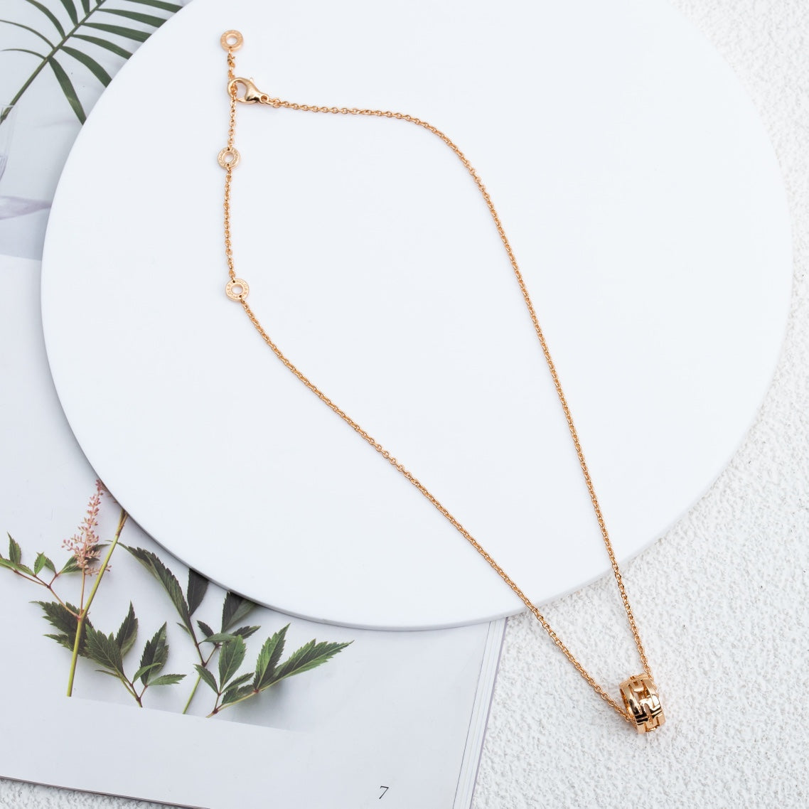 [Glow Jewelry]PARENTESI NECKLACE PINK GOLD