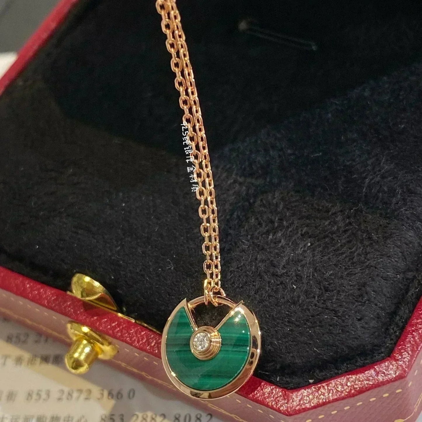[Glow Jewelry]AMULETTE ROSE GOLD MALACHITE NECKLACE