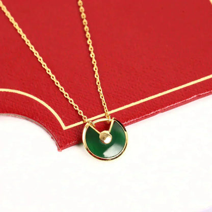 [Glow Jewelry]AMULETTE GOLD MALACHITE NECKLACE