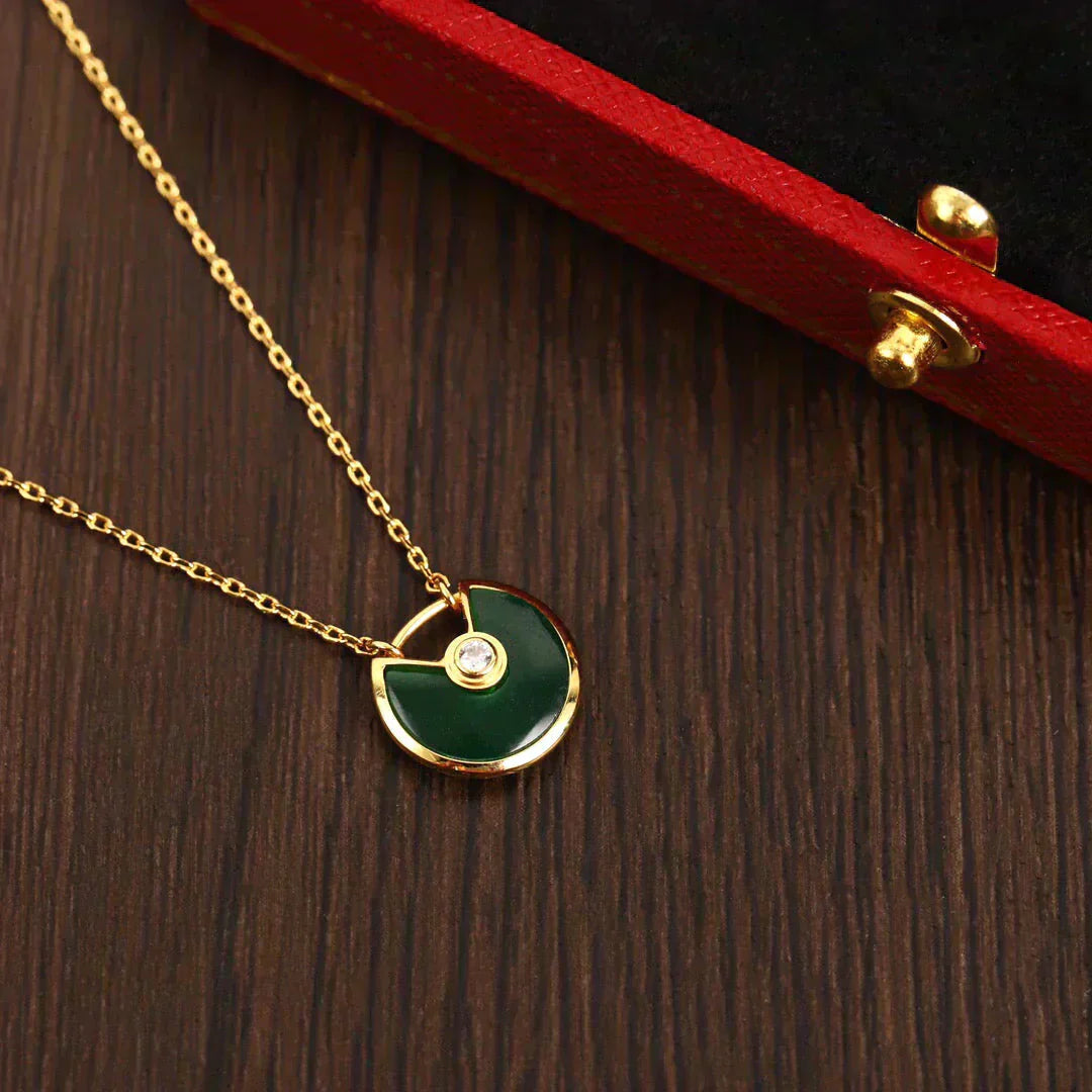 [Glow Jewelry]AMULETTE GOLD MALACHITE NECKLACE