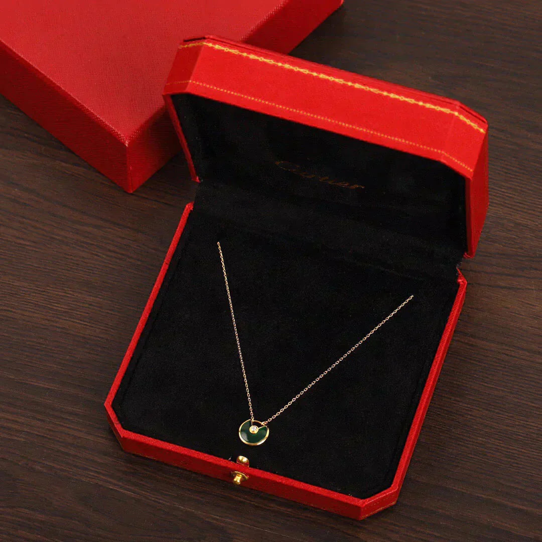 [Glow Jewelry]AMULETTE GOLD MALACHITE NECKLACE