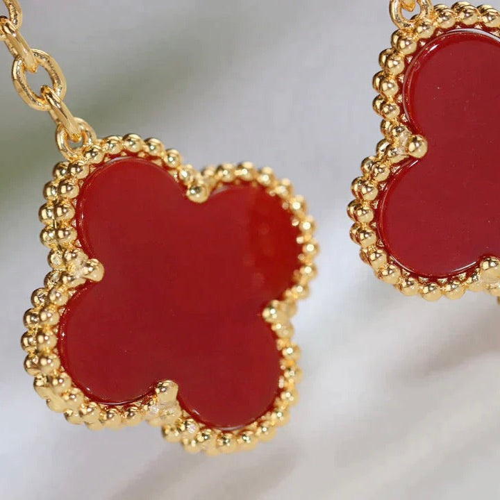 ¡®Glow Jewelry¡¯CLOVER  2 MOTIF  TIGER EYE CARNELIAN EARRINGS