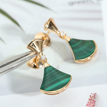 [Glow Jewelry]DREAM MALACHITE PINK GOLD EARRINGS