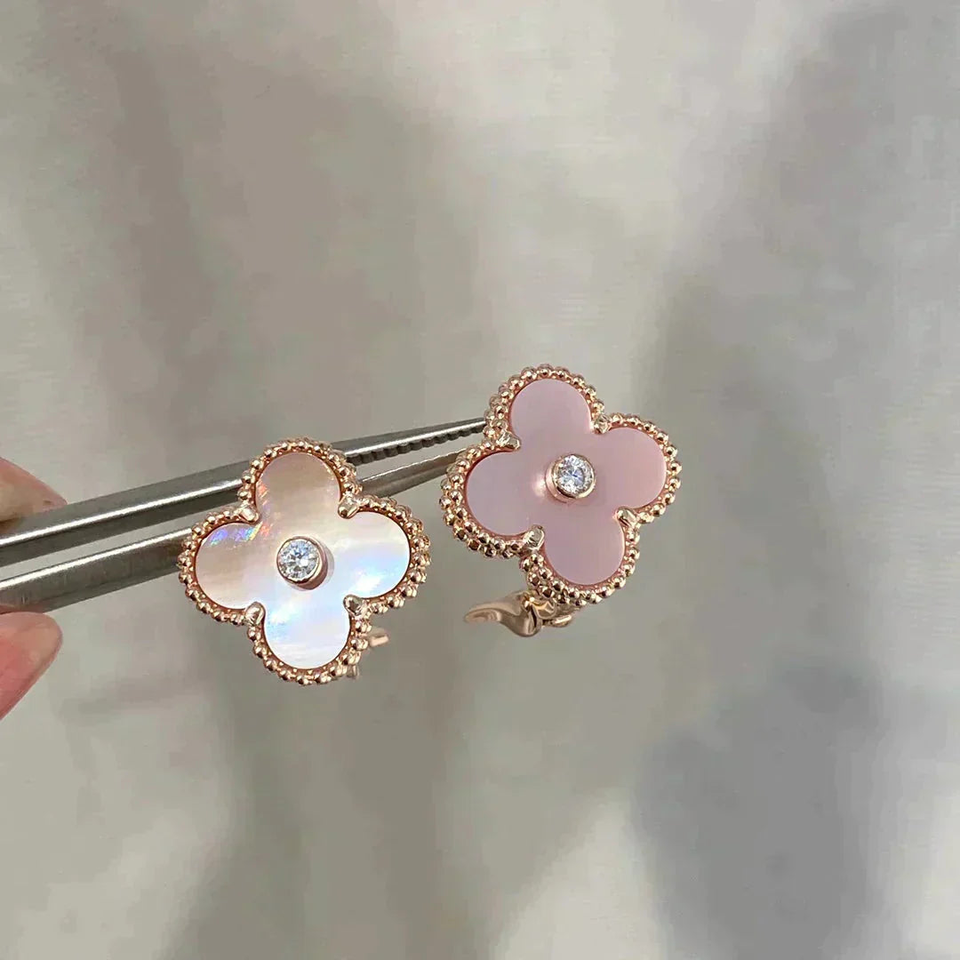 ¡®Glow Jewelry¡¯CLOVER MEDIUM 1 MOTIFS  PINK MOP DIAMOND EARRINGS