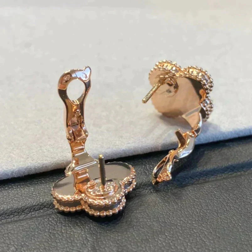 ¡®Glow Jewelry¡¯CLOVER MEDIUM 1 MOTIFS GRAY MOP  DIAMOND EARRINGS
