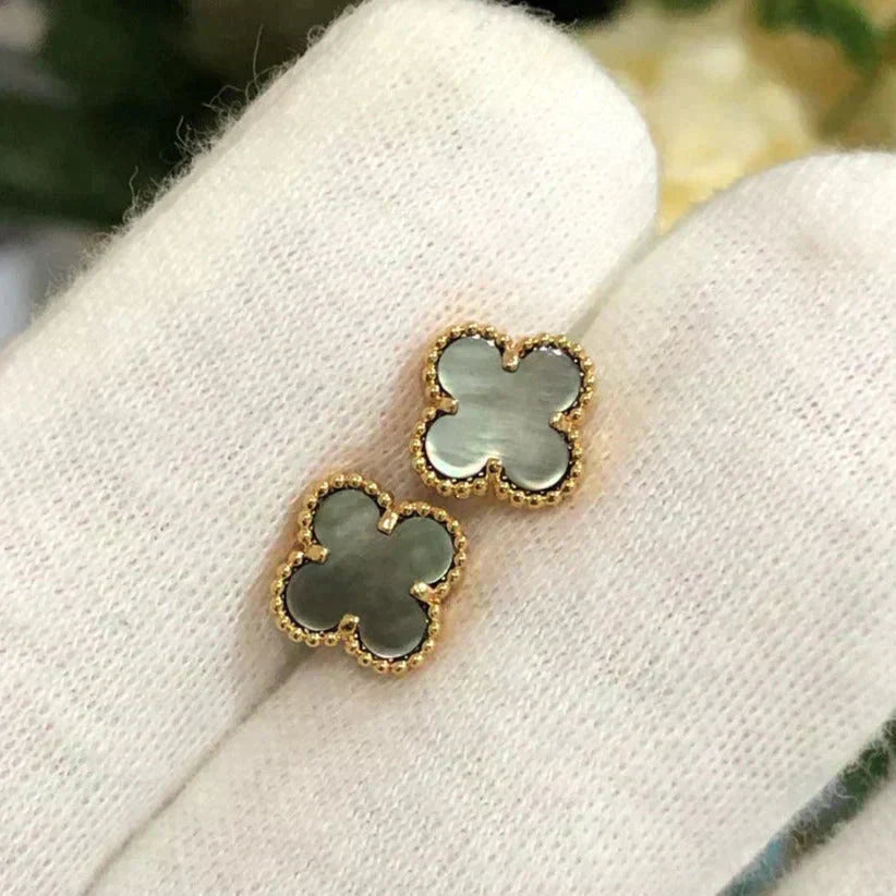 ¡®Glow Jewelry¡¯CLOVER MINI 9.5MM GRAY MOP EARRINGS