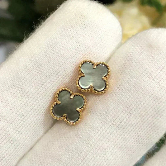 ¡®Glow Jewelry¡¯CLOVER MINI 9.5MM GRAY MOP EARRINGS