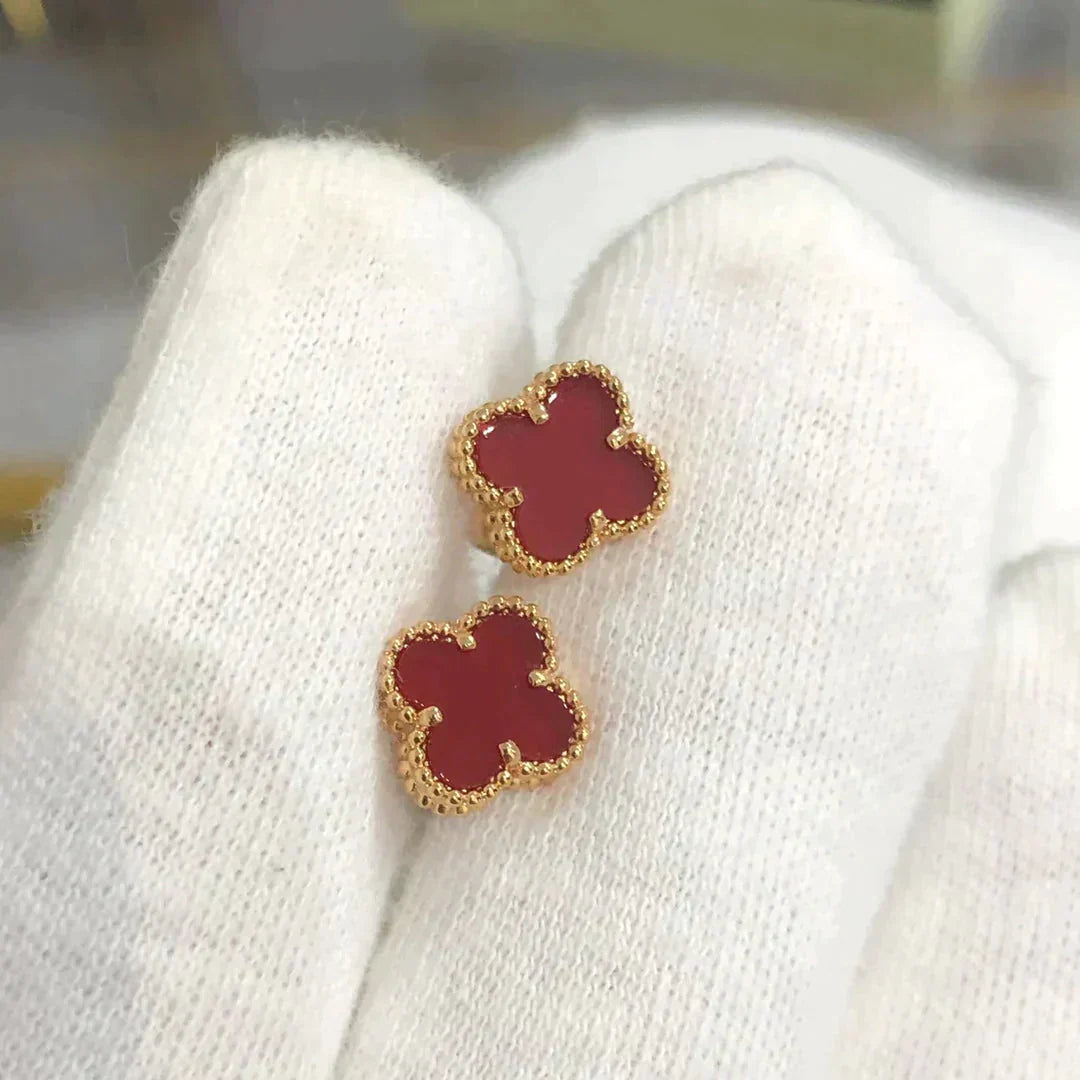 [Glow Jewelry]CLOVER MINI 9.5MM CARNELIAN EARRINGS