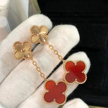 [Glow Jewelry]CLOVER 2 MOTIF  LASER CARNELIAN EARRINGS