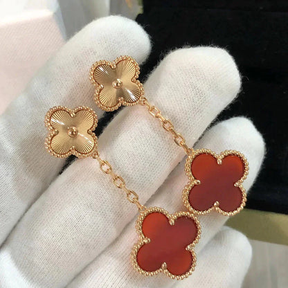 [Glow Jewelry]CLOVER 2 MOTIF  LASER CARNELIAN EARRINGS