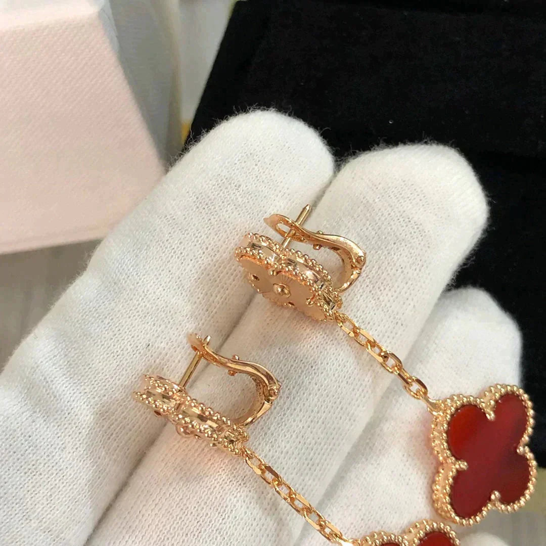 [Glow Jewelry]CLOVER 2 MOTIF  LASER CARNELIAN EARRINGS