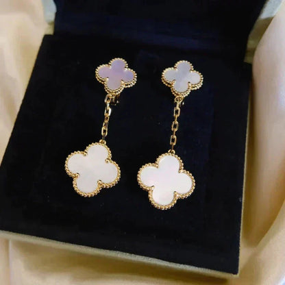 ¡®Glow Jewelry¡¯CLOVER 2 MOTIF WHITE MOP EARRINGS