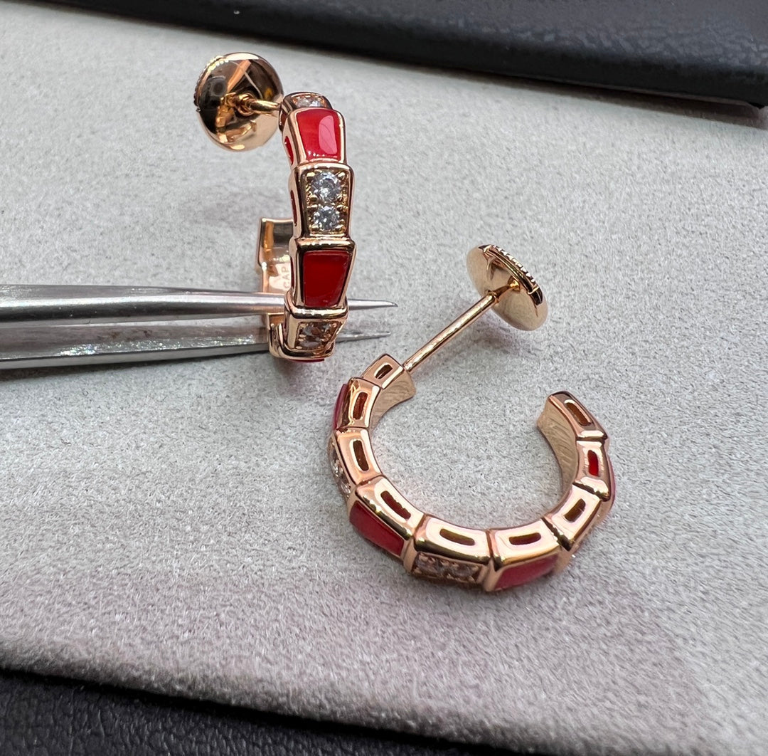 [Glow Jewelry]SERPENTI CARNELIAN PINK GOLD EARRINGS