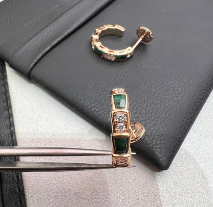 [Glow Jewelry]SERPENTI MALACHITE PINK GOLD EARRINGS
