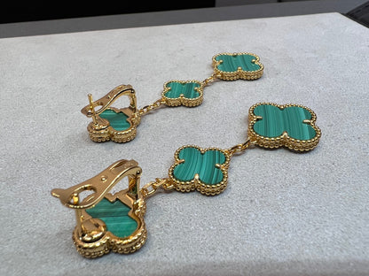 [Glow Jewelry]CLOVER MALACHITE 3 MOTIFS GOLD