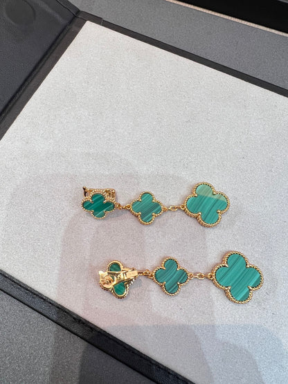 [Glow Jewelry]CLOVER MALACHITE 3 MOTIFS GOLD