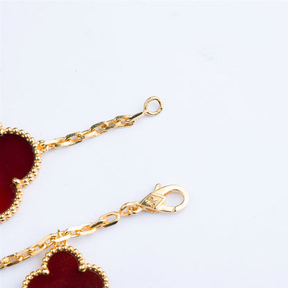 ¡®Glow Jewelry¡¯CLOVER BRACELET 5 MOTIFS CARNELIAN TIGER EYE