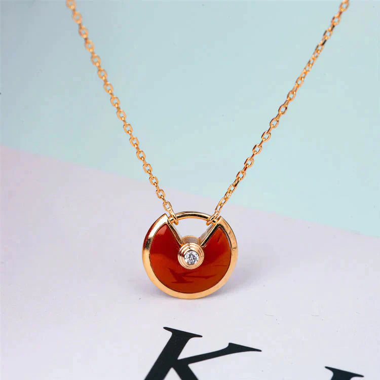 [Glow Jewelry]AMULETTE GOLD CARNELIAN ONYX NECKLACE