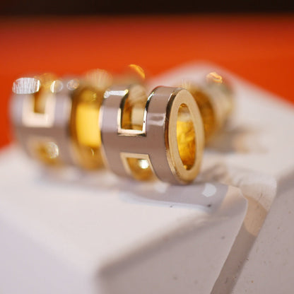[Glow Jewelry]MINI POP H GOLD EARRINGS GREY