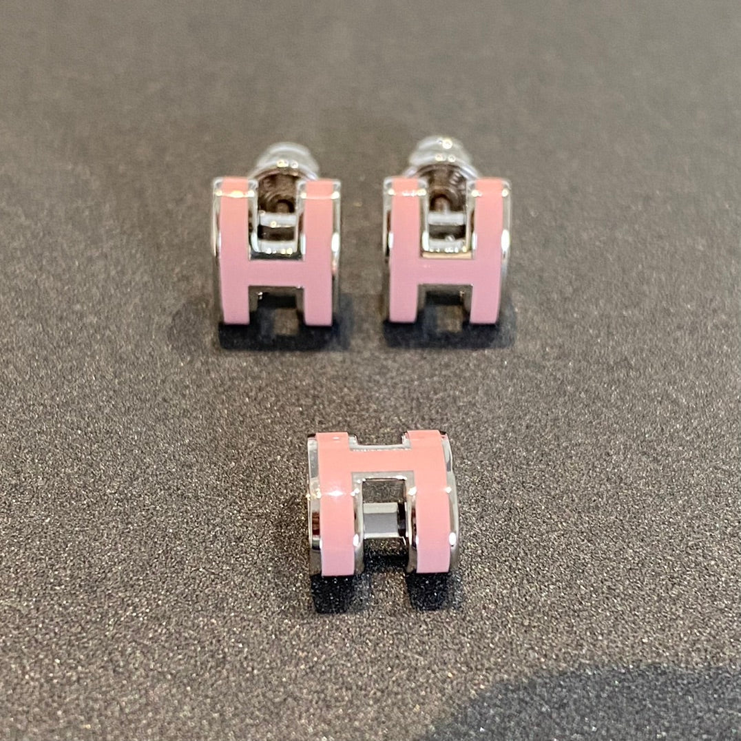 [Glow Jewelry]MINI POP H SILVER EARRINGS PINK